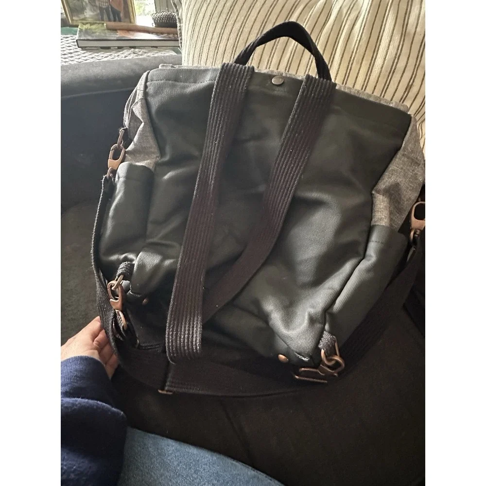 Petunia Pickle Bottom Boxy Backpack Diaper Bag Gray And Black